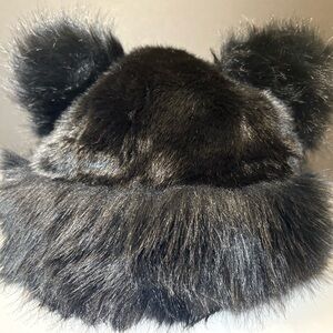 Kids Furry Black Panda Hat